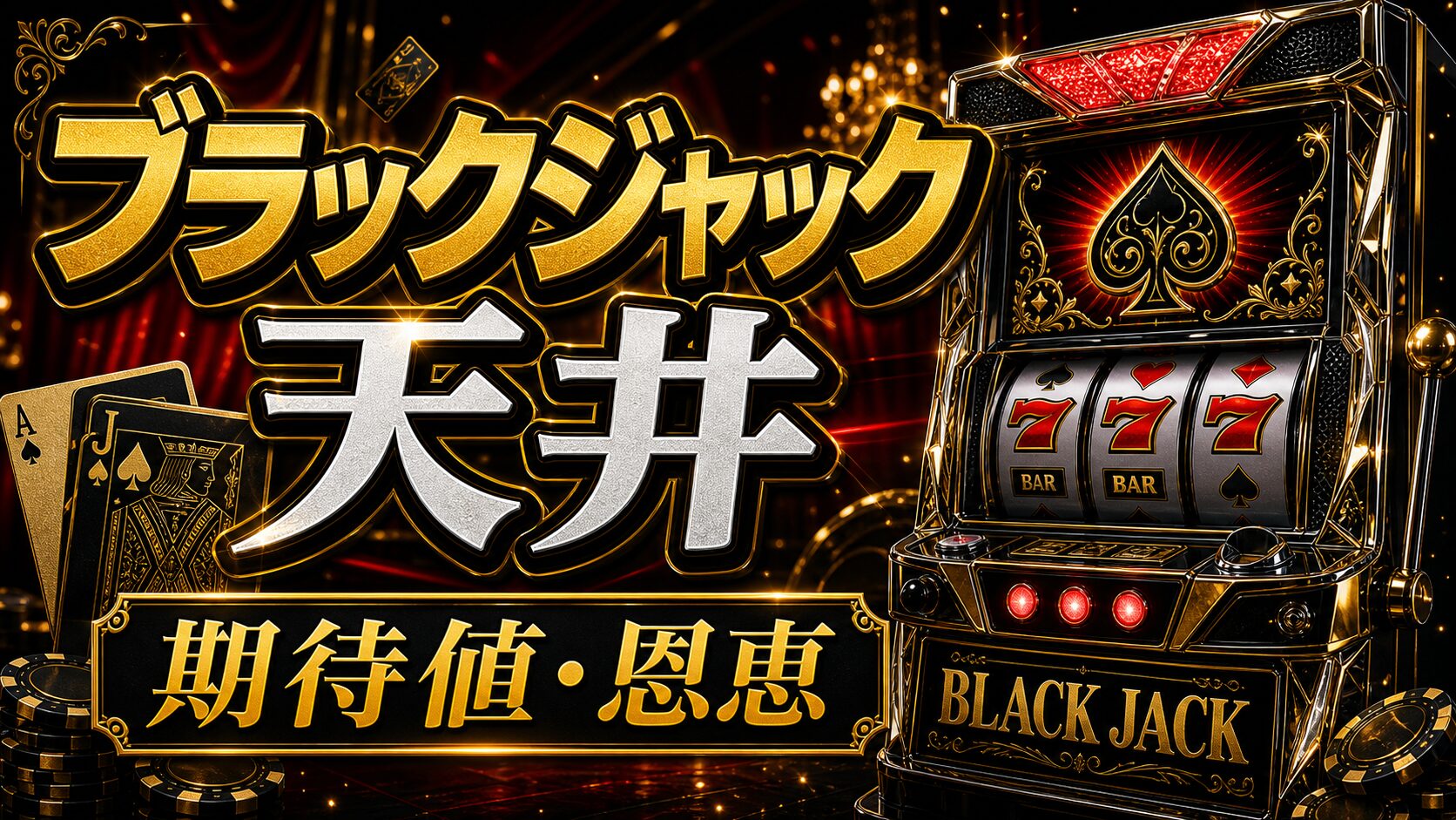 ブラックジャック天井の期待値と恩恵をイメージしたパチスロ台アイキャッチ画像