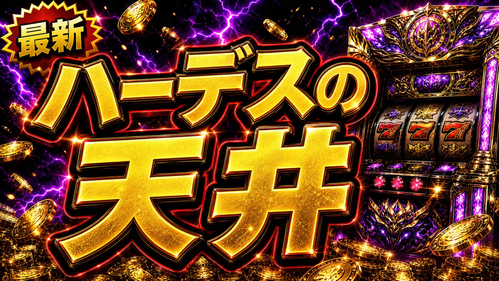 ハーデスの天井をイメージした金色のパチスロ台アイキャッチ画像
