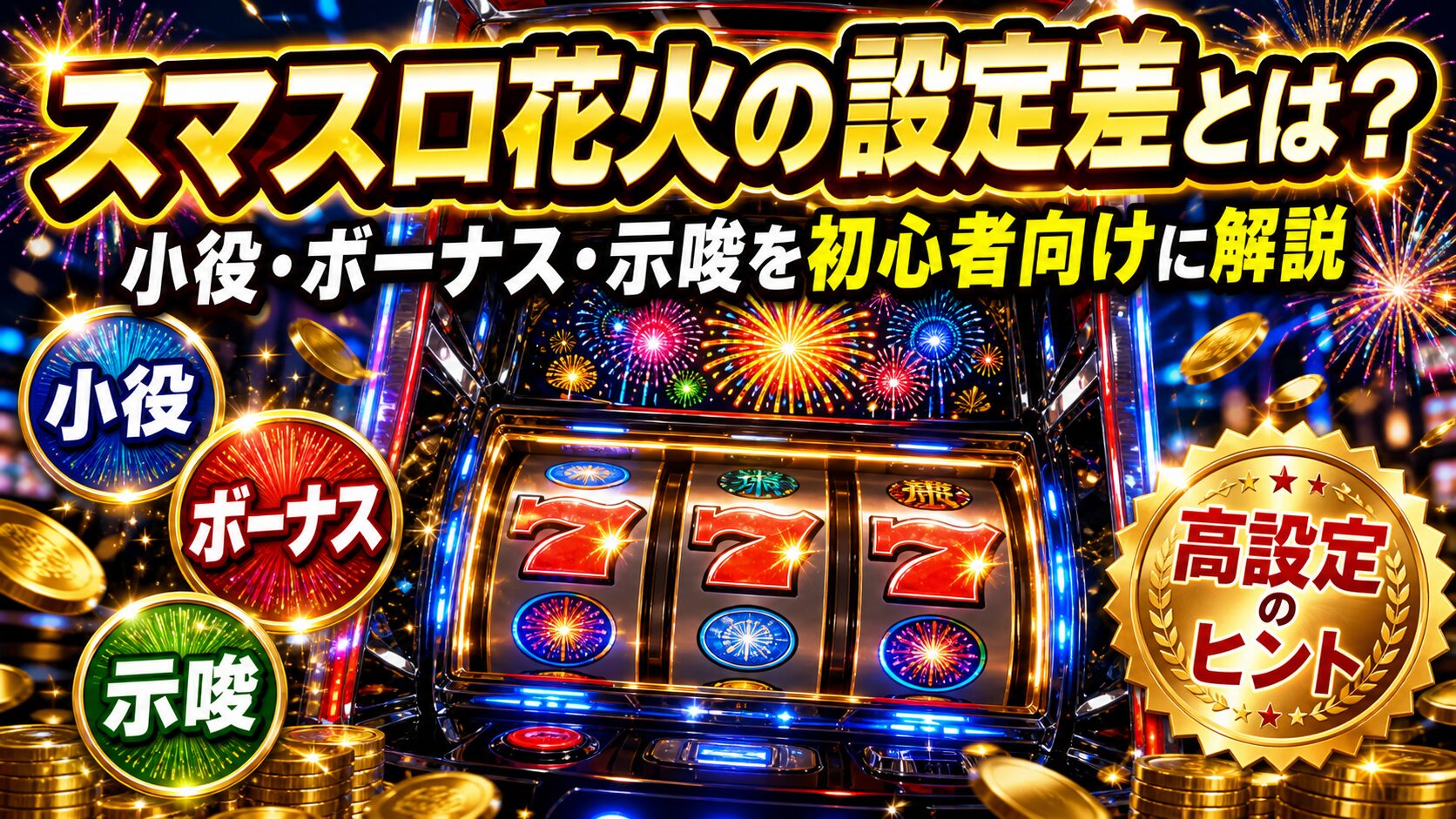 スマスロ花火の設定差を派手な実機風に解説する文字入りアイキャッチ画像