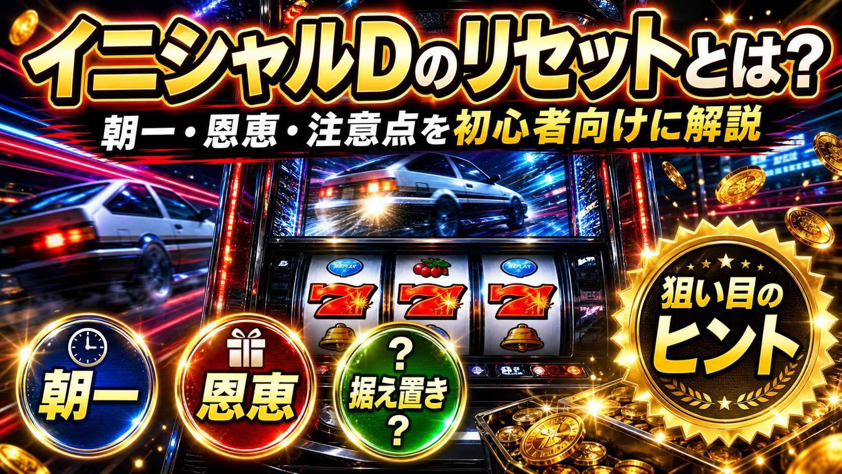 イニシャルDのスマスロリセットを派手な実機風に解説する文字入りアイキャッチ画像