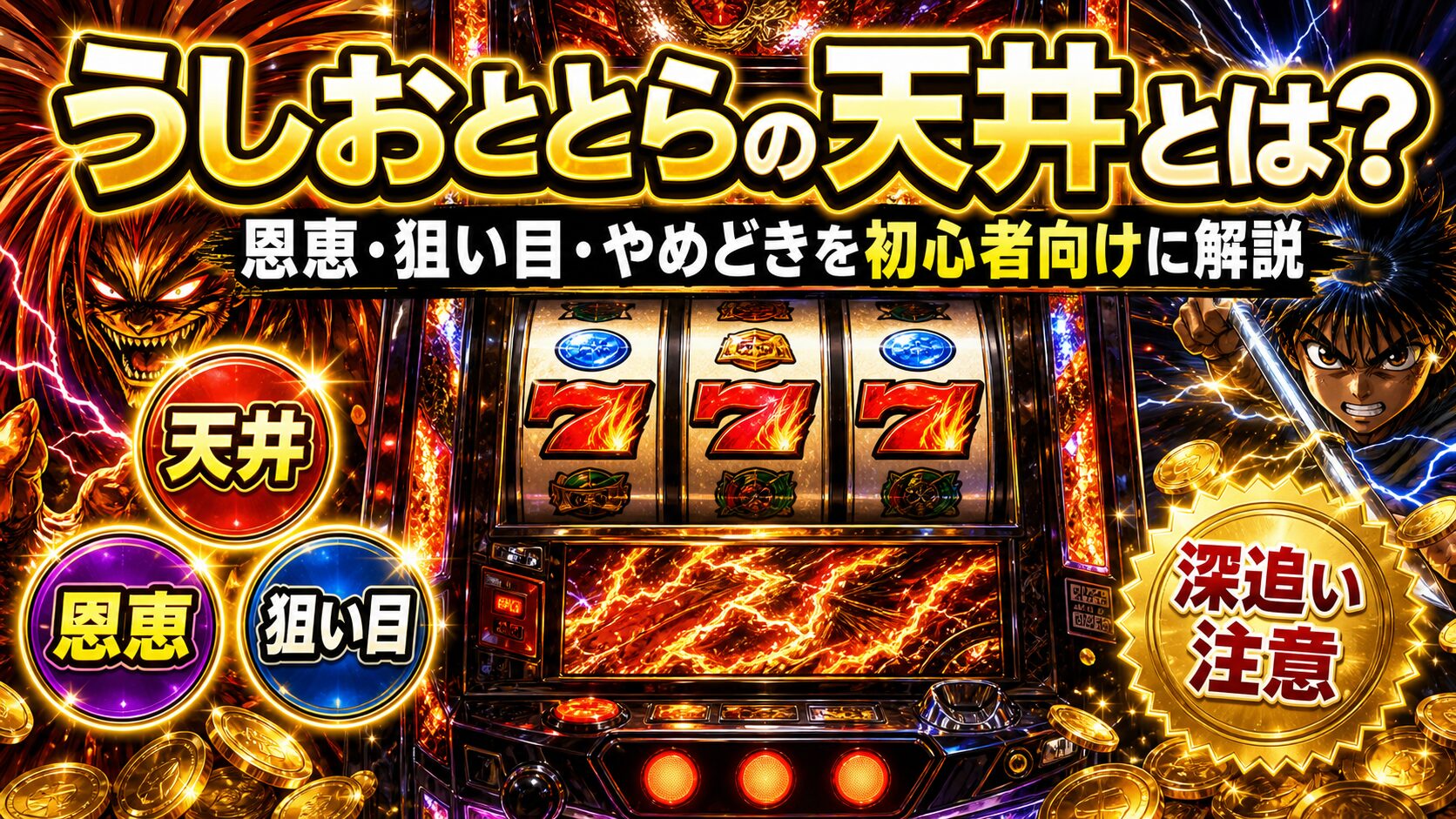 うしおととらのスマスロ天井を派手な実機風に解説する文字入りアイキャッチ画像